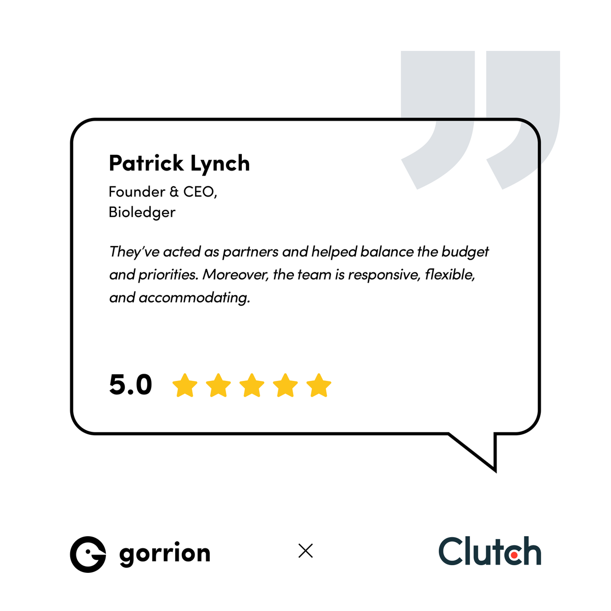 New 5.0 review from Bioledger dropped on our <a href="/clutch_co/">Clutch</a> profile! 

Read it here. ⤵️
clutch.co/profile/gorrio…

#softwaredevelopment #appdevelopment #clutch