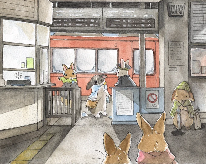 🎍年末年始🎍

ついに実家の最寄り駅に到着です❄️

長い旅を終え

改札へ向かうと

そこには…

(明日の投稿で年末年始イラストは最後だよ) 