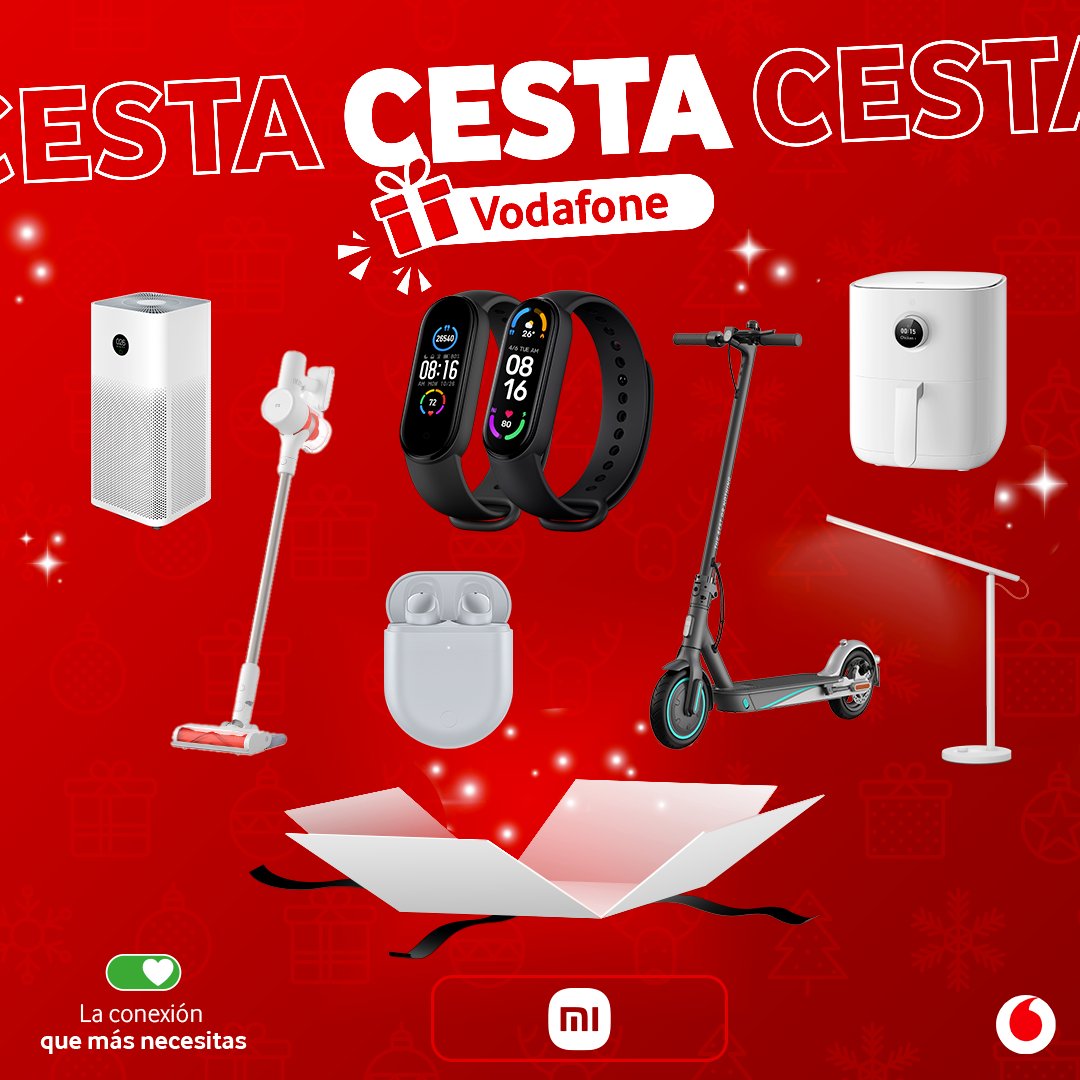 vodafone_es's tweet photo. 🎁 𝐂𝐞𝐬𝐭𝐚 𝐕𝐨𝐝𝐚𝐟𝐨𝐧𝐞 𝐈𝐈𝐈 - Deporte, salud, hogar... Con esta cesta tus propósitos para 2022 están mucho más cerca: 

1⃣ Sigue a @vodafone_es y @XiaomiEspana 
2⃣ Haz RT
3⃣Dinos con #CestaVodafone cómo la estrenarías 

⏱️ Final: 10 de enero
➕ https://t.co/LZP1yM4MkB https://t.co/2jd4h3hkF7