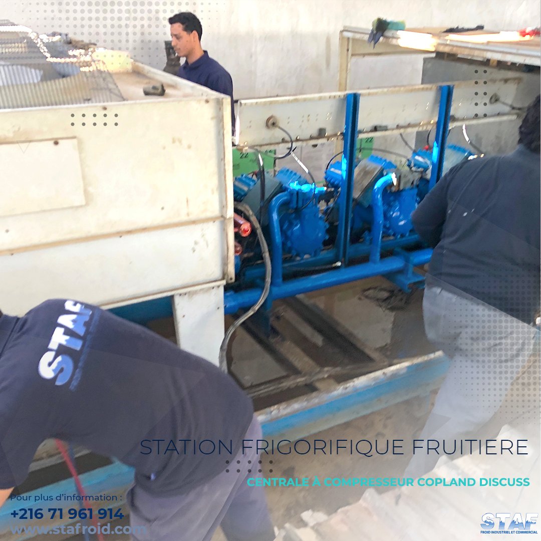 StafroidP's tweet image. 👷‍♂️Intervention sur une station frigorifique fruitière
Le fonctionnement a été optimisé, par 👇
✅ L’introduction de la HP flottante ;
✅La variation régulée de puissance du premier compresseur de chaque centrale ;
✅La réduction des pertes de charges des circuits frigorifiques