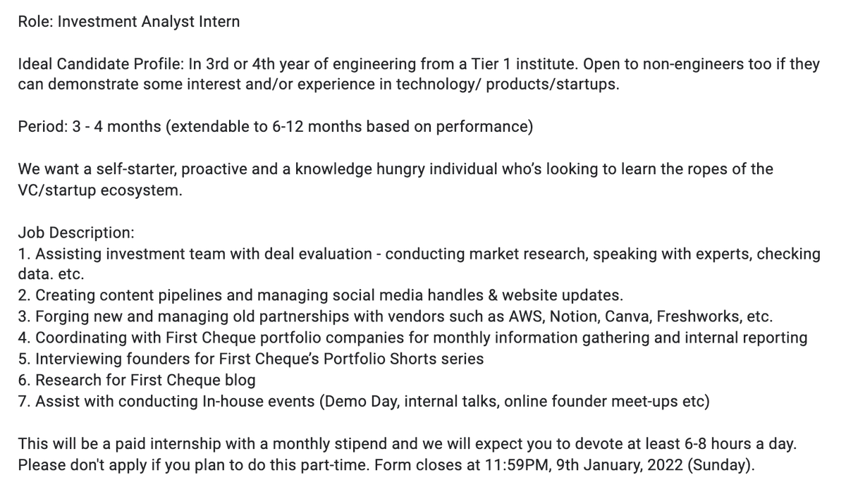 firstcheque's tweet photo. We are hiring an Investment Analyst Intern!

We promise you will do meaningful work here, which could become a gateway to either a career in entrepreneurship or VC. 

Apply now! 👉🏽 https://t.co/CixDIlS2xw

Please do support us with an RT to help us reach more folks! 😊 https://t.co/sJu6PAxMzI