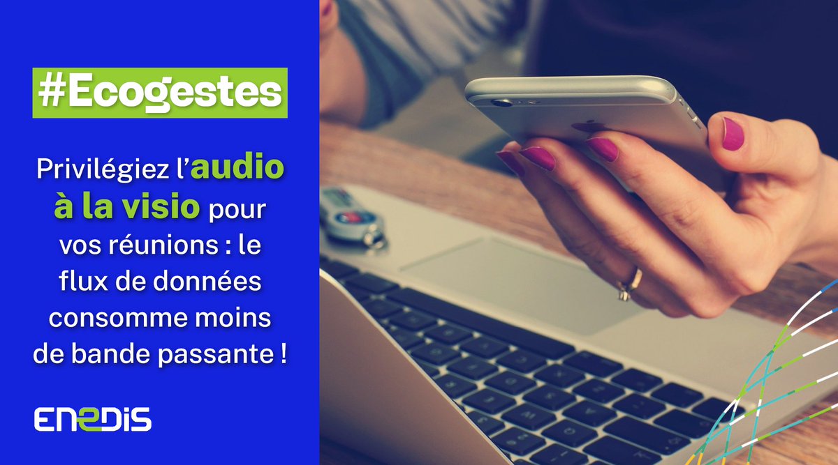 enedis_pdl's tweet photo. #MardiConseil 💻 Avec la reprise en force du #télétravail, les échanges numériques se multiplient et les réseaux sont très sollicités. Mais il existe des bonnes pratiques pour réduire sa consommation d'électricité quand on travaille à domicile ⤵️⚡️🌍 (source : @ademe) https://t.co/GZ6bRULmTu