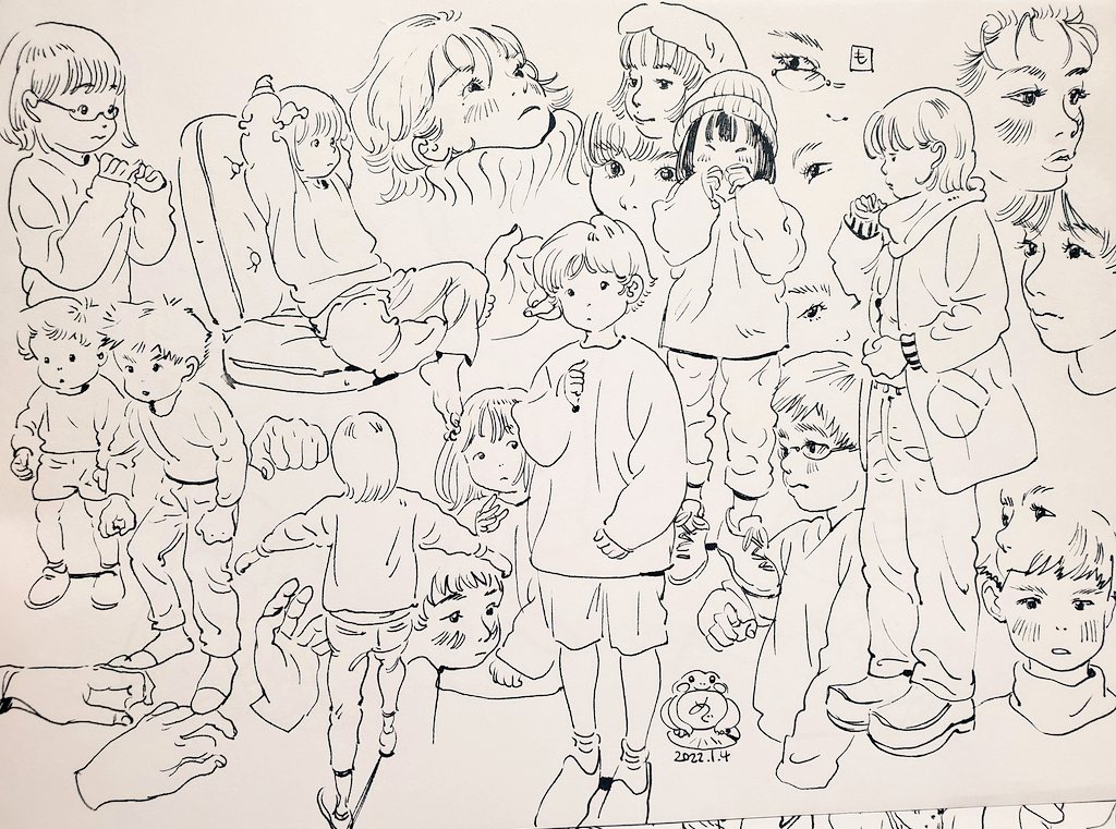 落描きしながらお顔の練習してます 