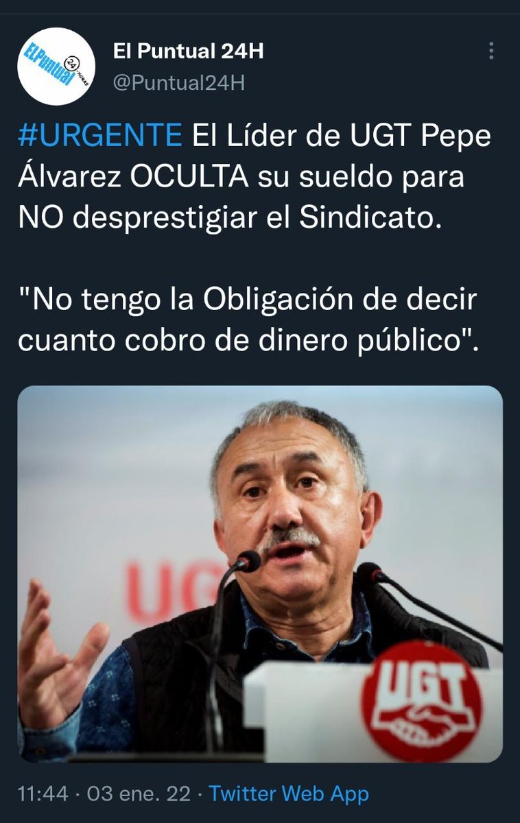 Taiytotsuki1's tweet photo. Querido o no presidente de @UGT_Comunica, toda persona que cobra dinero de los ciudadanos,debería hacerlo público,por aquello de saber a cuanto nos sale el marisco. https://t.co/YJYB2XsBTW