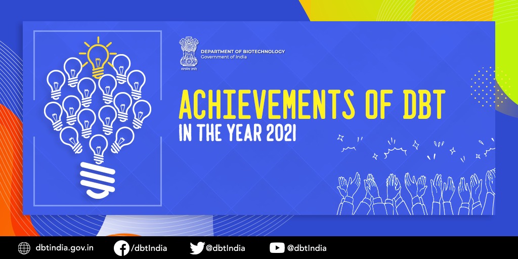 DBTIndia's tweet photo. 2021 was an eventful year for @DBTIndia for many reasons. Here are some of the achievements and success stories of the Department during the year.

Press Release:  https://t.co/g05XwwIaZk

@DrJitendraSingh @rajesh_gokhale https://t.co/t6OOiYRIVp