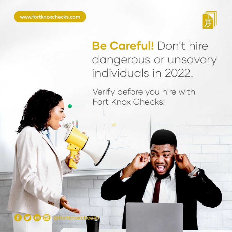fortknoxchecks's tweet photo. Background checks save you from hiring any dangerous or unsavory individuals.

Verify before you hire with Fort Knox Checks!

#FortKnoxChecks #BackgroundChecksInNigeria https://t.co/z5dDsENA1c
