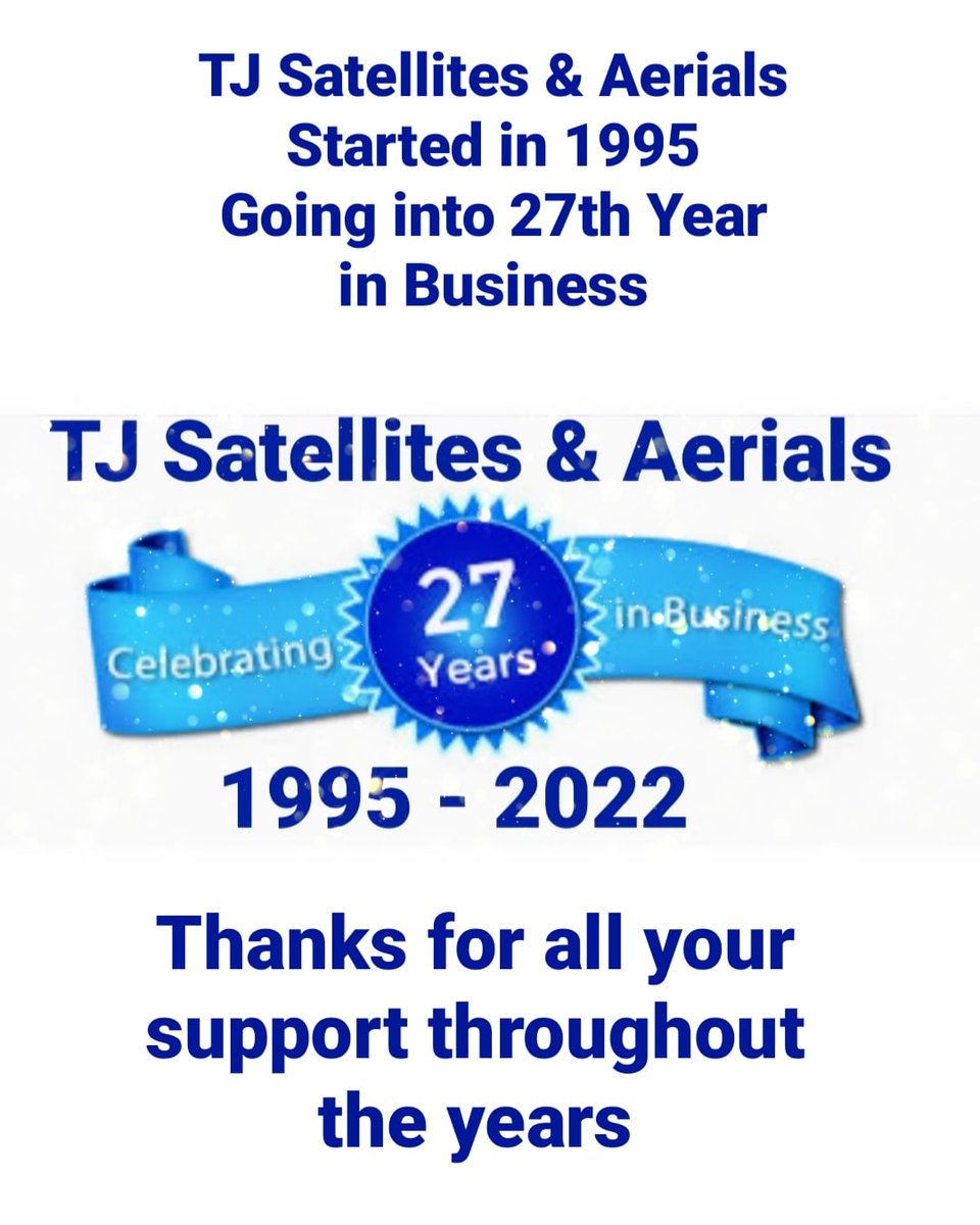 tjsatellites's tweet photo. Going in to 27th year in business 1995 - 2022 #TJSatellites 
#localbusiness https://t.co/8IoPnwlwZh