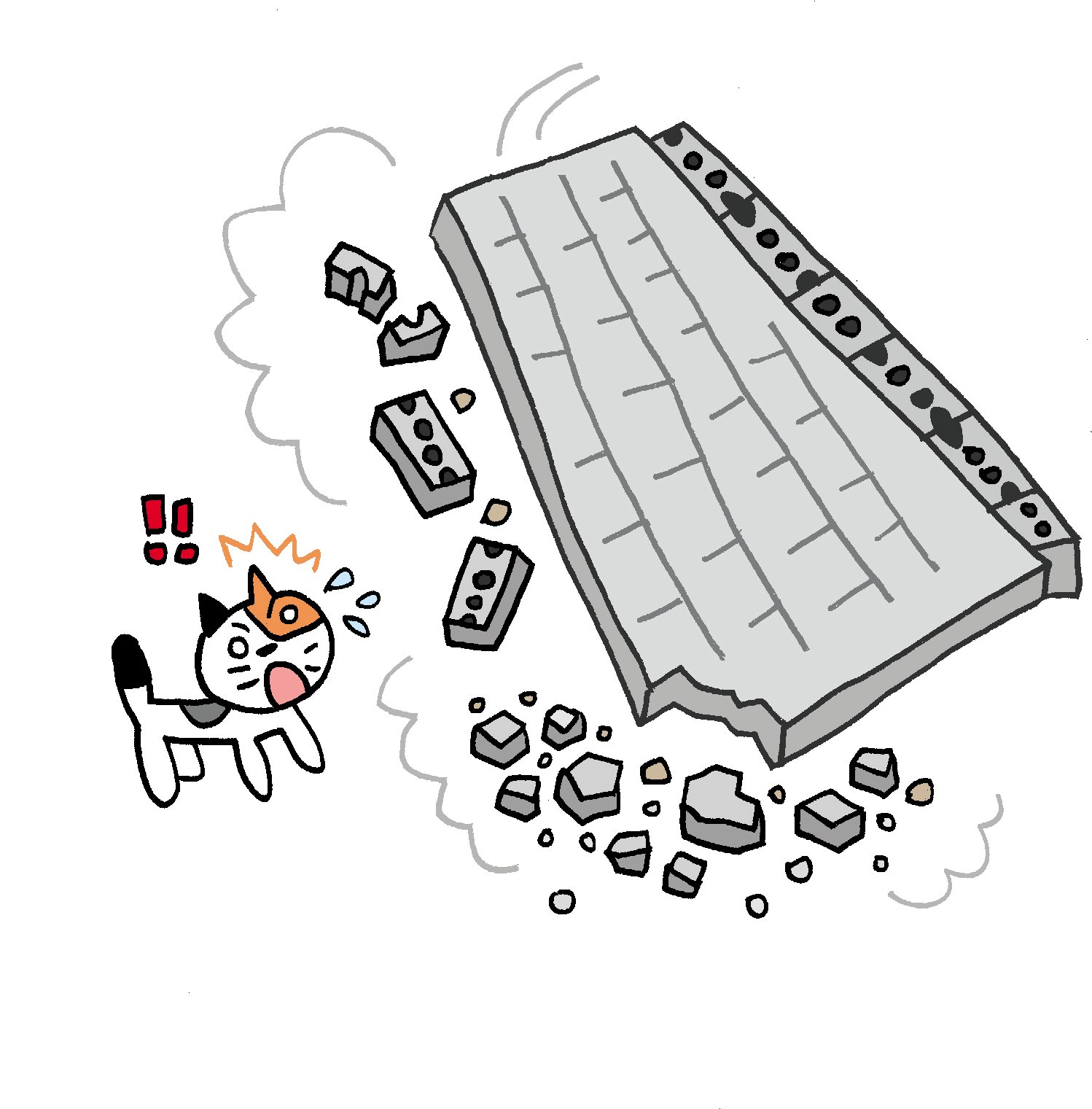 Twitter 上的 防災無料イラスト 今朝は小笠原諸島で震度5強を観測する地震がありました 今後1週間は同程度の地震に注意との こと 震度5強というと 家の中では固定していない家具が倒れたり食器棚の食器が落ちたりします 外では補強していないブロック塀が崩れること