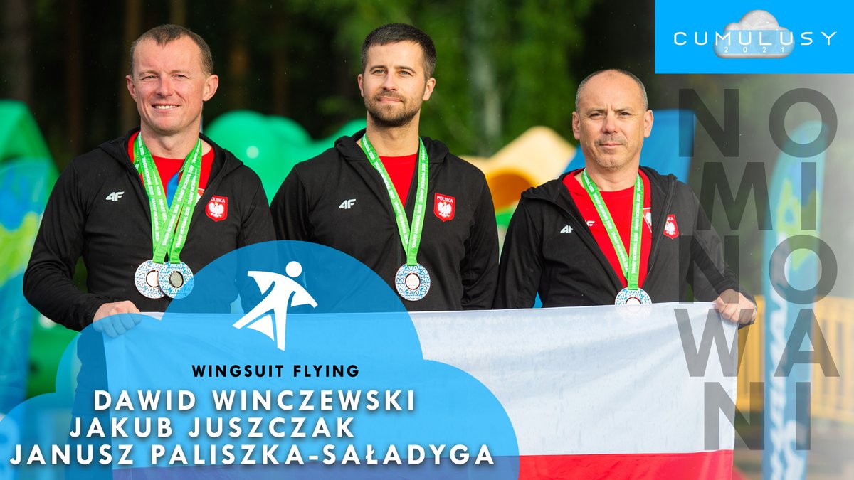 🔔📢 ❗️PREZENTACJA NOMINOWANYCH❗️📢🔔
Solidna dawka emocji, wrażeń, adrenaliny i sukcesów!:) Wielkie  👏 dla drużyny Wingsuit Flying!  🙂 Dawid Winczewski Kuba Juszczak Janusz Paliszka-Saładyga
#cumulusy #cumulusy2021