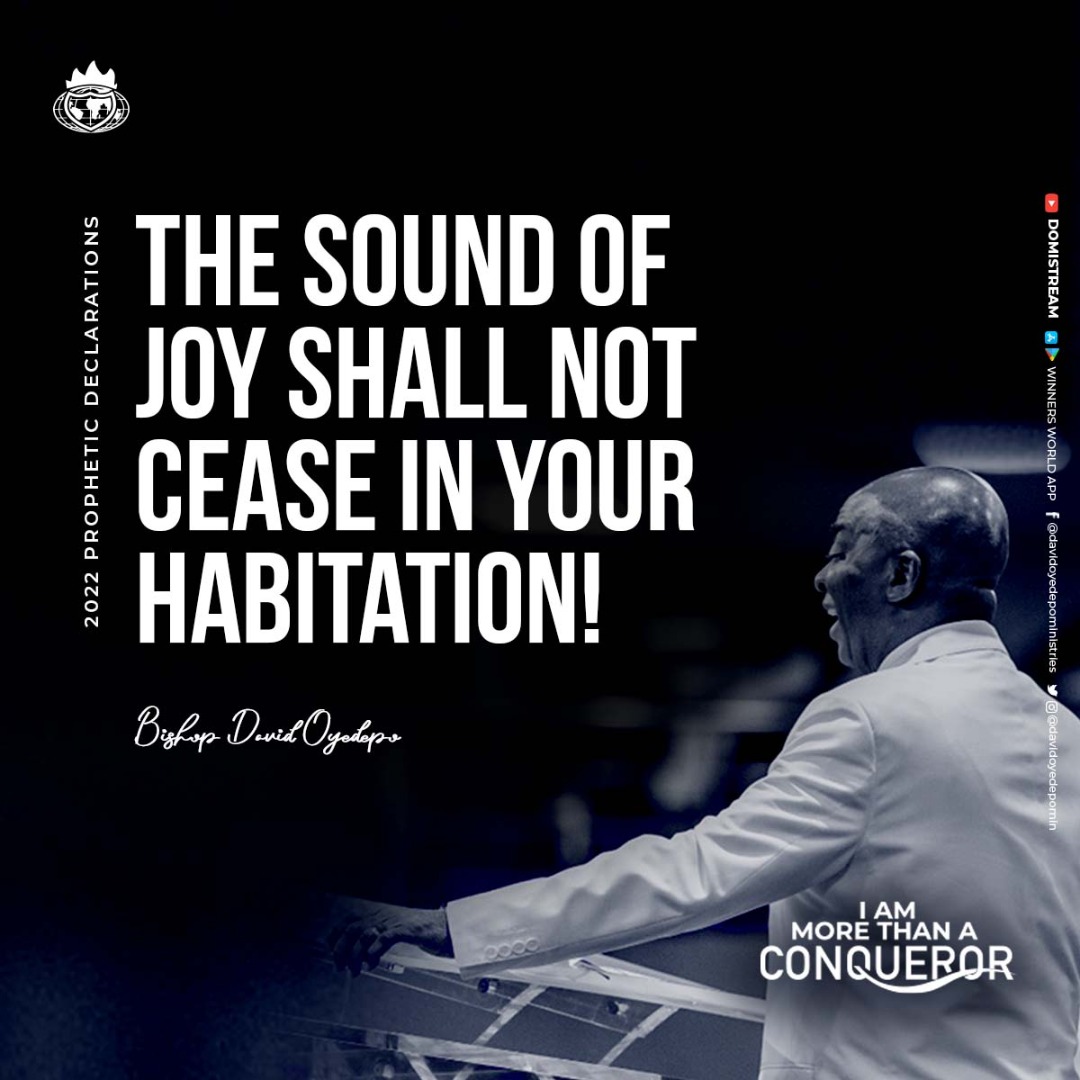 The sound of joy shall not cease in your habitation!

#MoreThanAConqueror