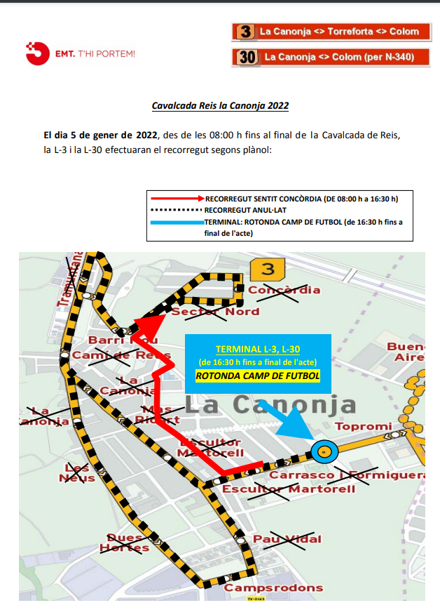 lacanonja112's tweet photo. El dimecres 5 de gener amb motiu de la 🐫🐫🐫Cavalcada de SM els Reis Mags d'Orient, es produiran afectacions al 🚦🚗trànsit i estacionament en alguns carrers del municipi, per aquest motiu 🚏🚍l'autobús de l'EMT també veurà afectat el seu itinerari. https://t.co/8jJZeP0zGA