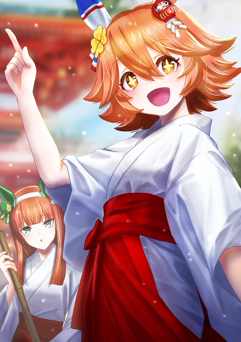年始らしい絵を…

フクキタル「ハイ!一年の計は元旦(正月)にありと申しましてですネ!コトを始めるにあたっては、最初にきちんとした計画を立てるのが大切なのデス!なのでこうして境内の掃除などをして新たな気持ちでd」

スズカ「それは良いのですが、お掃除の手が止まってますよ?」

#ウマ娘 