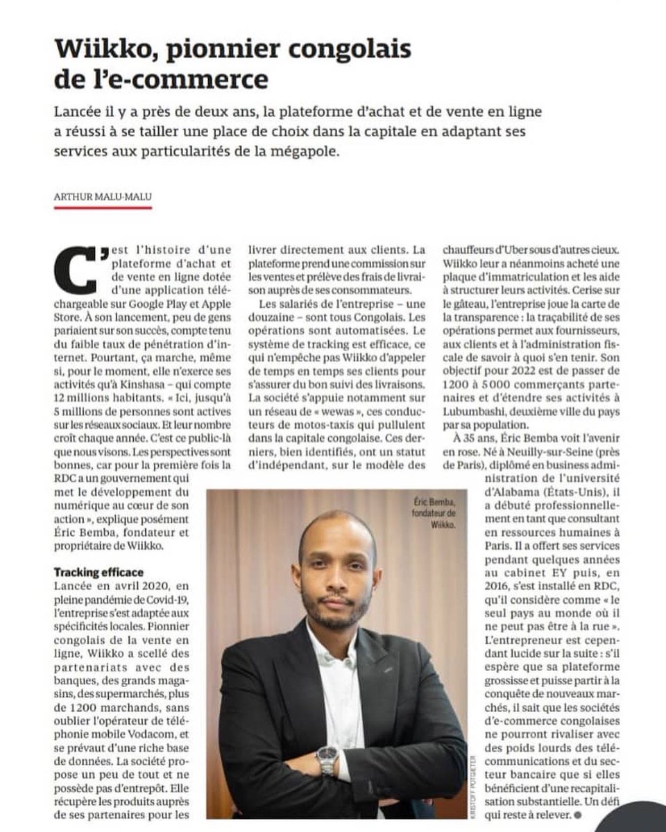 Wiikkoltd's tweet photo. Le CEO de Wiikko dans l’édition Jeune Afrique Janvier 2022. https://t.co/Xt9rieRzb9