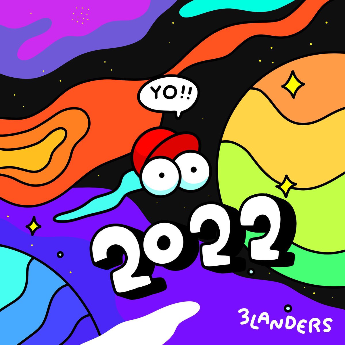 Hello, 3Landers! This is our friend Mēmo! You'll be hearing from him more in the coming weeks! He loves memories, and legend says he can embody them by taking on their physical form. He's just stopping by to wish you an amazing week and start to 2022! 👀🥳 #nftcommunity