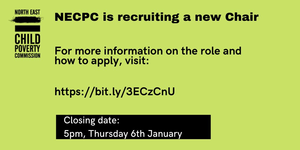 nechildpoverty's tweet photo. 🚨There are just 2 days left to apply for the role of Chair of the North East Child Poverty Commission.

If you think you could help lead our work from May 2022, you can find out more about this voluntary position &amp; the application process here ➡️ https://t.co/mnqr8ySWbp https://t.co/NOItGUokGQ