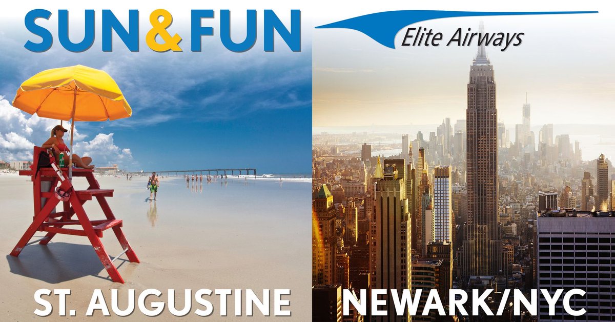 flyust's tweet image. Ready for an extraordinary 2022? @EliteAirways now offers nonstop flights between St. Augustine/Ponte Vedra Beach and Newark/NYC. Whether you're seeking FUN &amp;amp; SUN in Florida, or a new year of ADVENTURE  in The Big Apple - you can book at EliteAirways.com. #FlyNF #elite