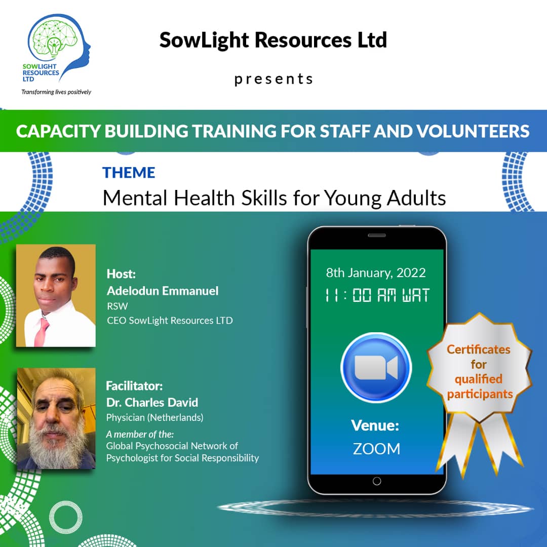 SowLight Resources Ltd organizes #training for her Volunteers for effective #MentalHealth service delivery among #YoungAdults.
<a href="/ChildSolidarity/">CSG Foundation</a> 
<a href="/AdelodunEmmanu1/">Adelodun Emmanuel</a> 
<a href="/MirajCecil/">Cecil Miraj</a>