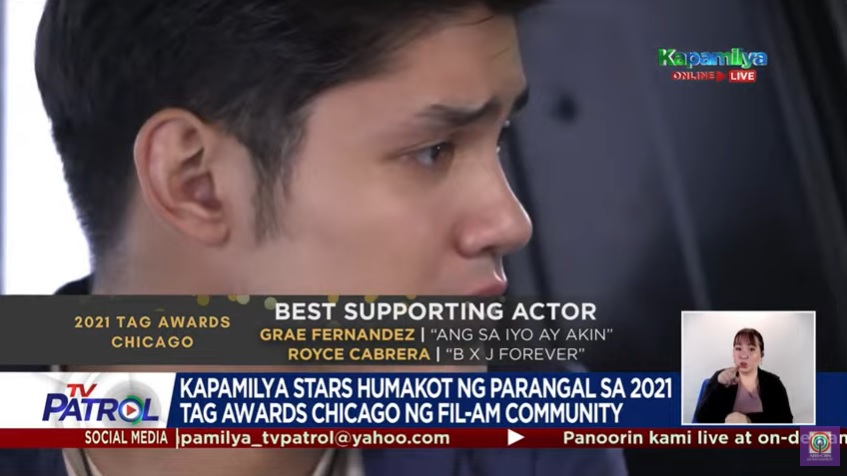denisedescallar's tweet photo. Congratulations!! graefernandez 👏👏👏
  @gracecameron007 #bestsupportingactor 
#tagmediachicago #chicagoUSA  
@JRBcreativeprod #angsaiyoayakin #TVPatrol  ABS-CBN https://t.co/hJxY18fc5j