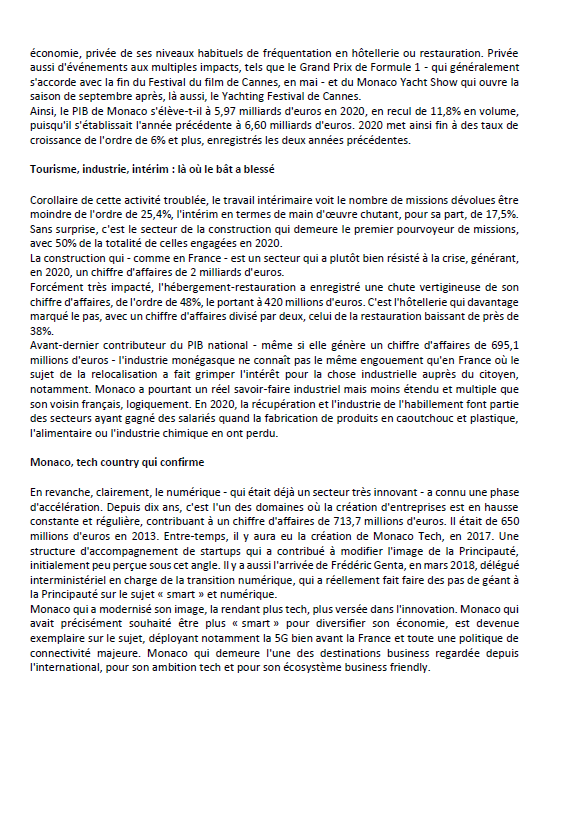 ExtendedMonaco's tweet image. #ExtendedMonaco dans @LaTribune : évolution de l'économie monégasque en pleine crise sanitaire et accélération du numérique dans une Principauté résolument tournée vers l'innovation. @GvtMonaco 
 #2020NewYear #EconomieNumerique #principalityofmonaco #ExtendedMonaco #SmartCity