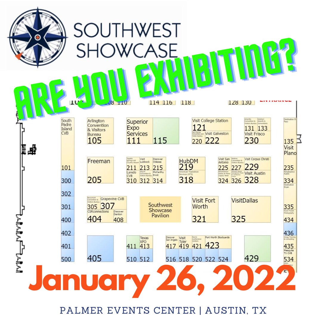 MPI_THCC's tweet photo. Calling all Exhibitors!  Booths are still available at Southwest Showcase!  The date is set for January 26, 2022 IN PERSON, IN AUSTIN!  

Learn more here:  https://t.co/sgZhG8AlSN

#MPI #MPITHCC #events #meetings #tradeshow #INPERSON #austin #texashillcountry https://t.co/r3JLau52Wz