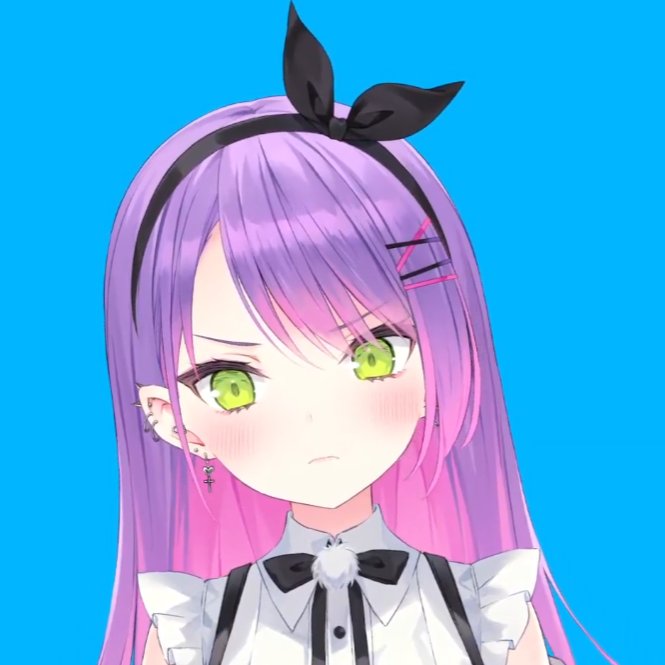 tokoyami towa 1girl solo fangs long hair green eyes purple hair earrings  illustration images