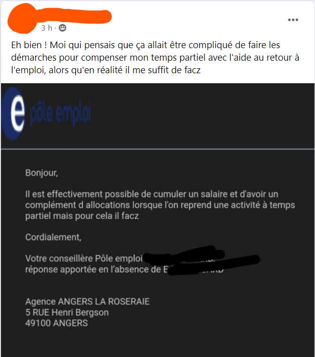 Flexiglasse's tweet photo. Yes merci Pôle Emploi pour ces précieuses informations 👍👌 https://t.co/MXJ6W4DWo0