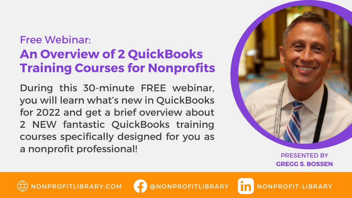 #nonprofit professional! If your #nonprofitorganization uses #quickbooks then you NEED to get on this #free #webinar ⚡️ASAP: bit.ly/3FUGIVs presented by <a href="/GreggBossen/">GreggBossen</a>