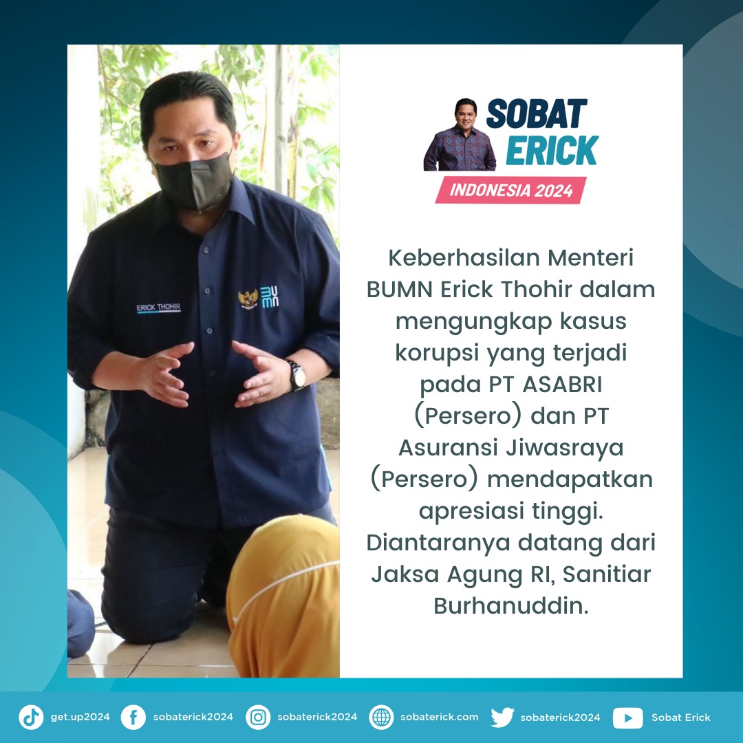 Sanitiar Burhanuddin mengucapkan terimakasih kepada Erick Thohir atas kinerja nya dalam mengungkap kasus Jiwasraya dan Asabri. #sobaterick #sobaterick2024 #erickthohir