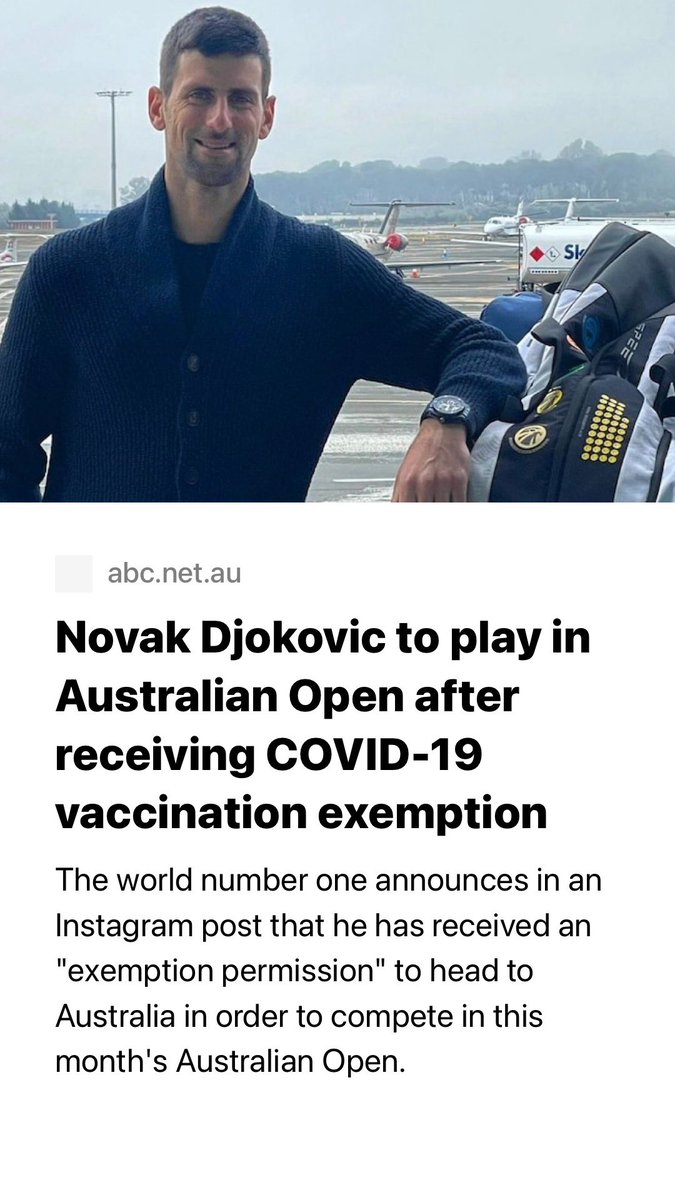 Infamous vax evader Novax Jokovic claimed in an Instagram post that he received a medical exemption to play at the Aussie Open this month. Apparently he suffers from an extreme case of white entitlement