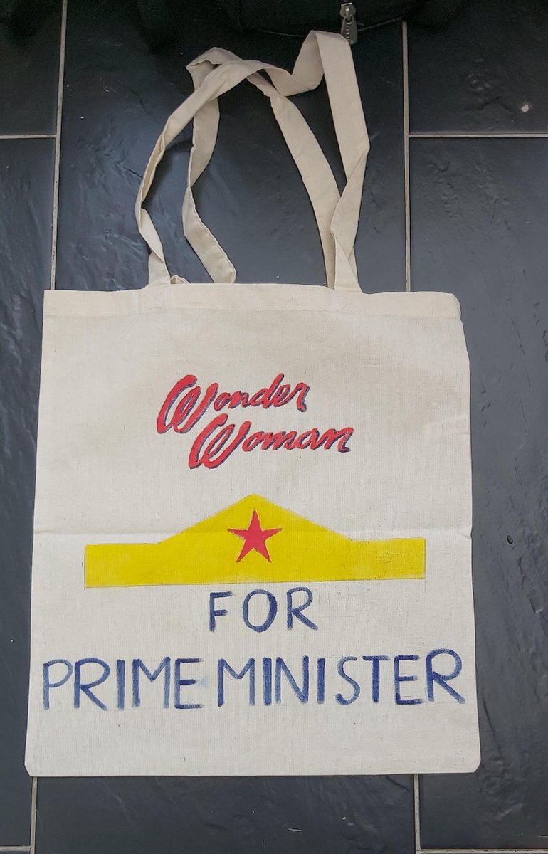 A bag made by Amanda P for our @BeingHuman The Quotable Feminist Cafe <a href="/LSELibrary/">LSE Library</a> riving on the 1972 MS magazine cover Wonder Woman for President.