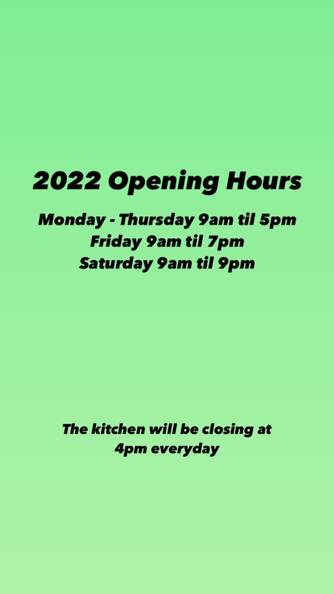 Happy 2022 everybody! We have some new opening hours to share with you… 🧡