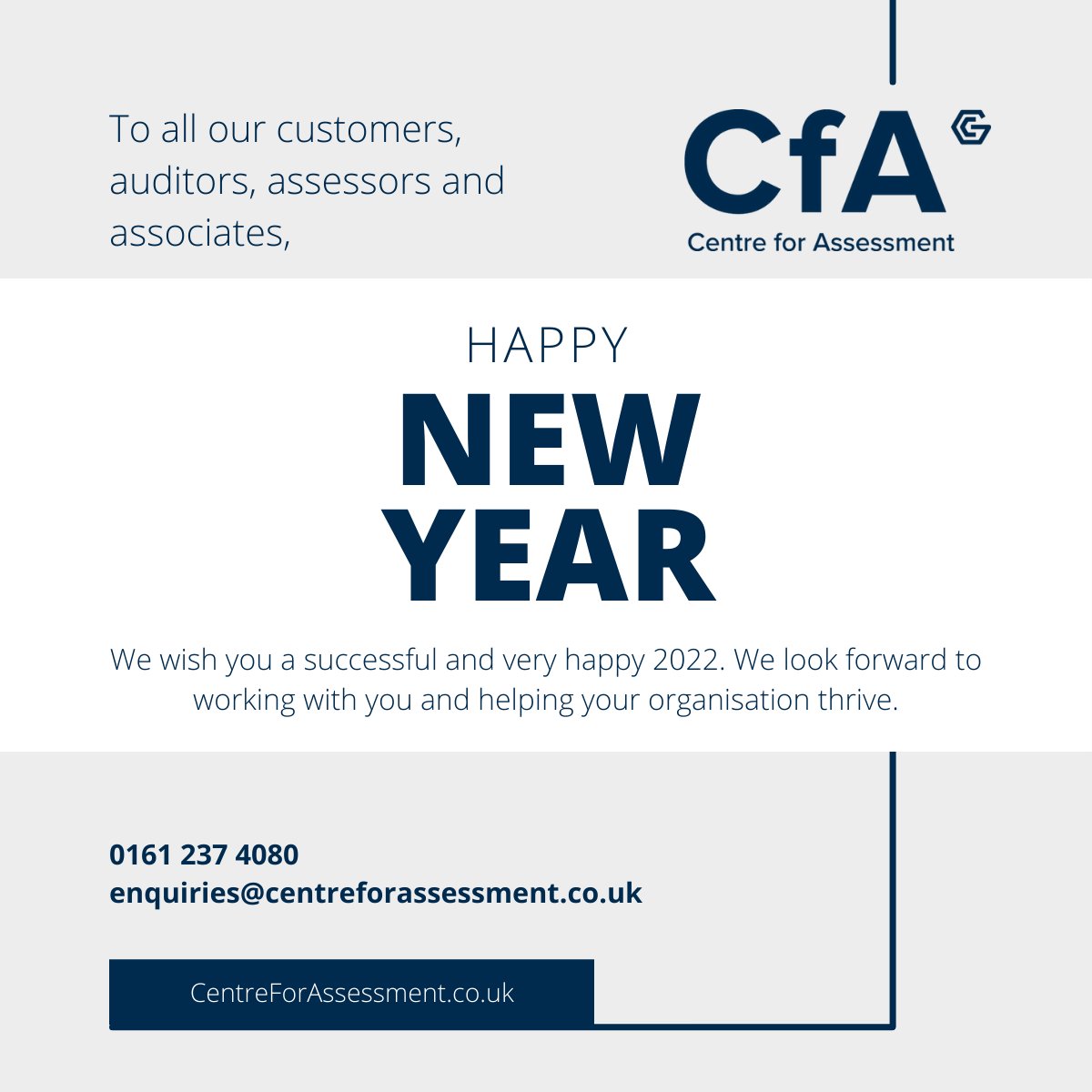 CfALtd's tweet image. Happy New Year to all our customers, auditors, assessors, and associates. We look forward to working with you in 2022 and celebrating success through certification and training.