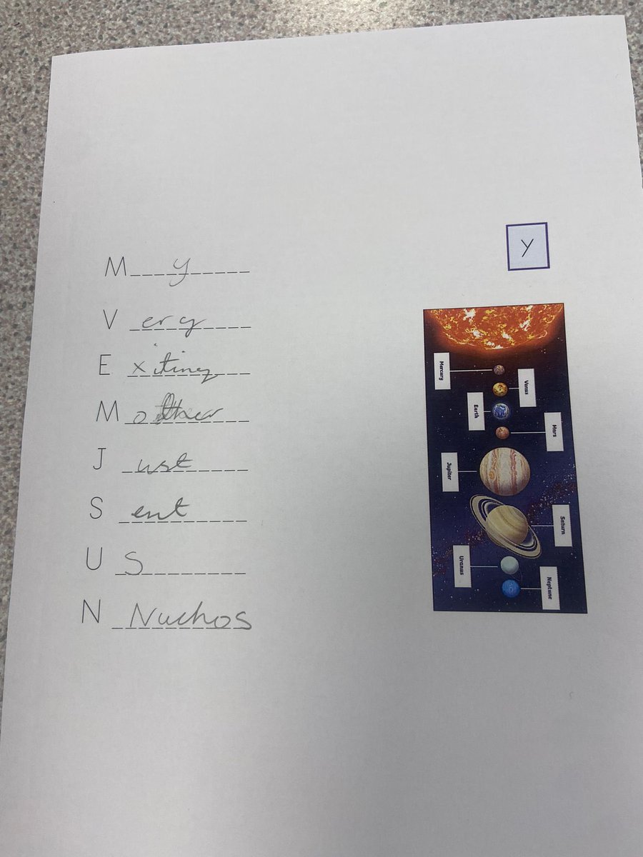 Rowlatts_TMET's tweet photo. Year 5 are starting the Spring Term with an introduction to their new topic - Space! They are learning the planets with a mnemonic. ππͺπ#rmscience #learning #fun #creative https://t.co/H5njnnLa6E