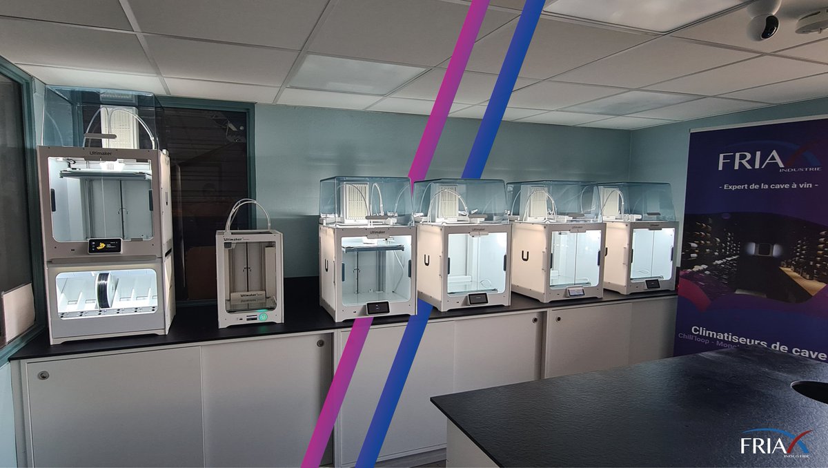 Friax.fr pousse ENCORE les murs😃: +5 imprimantes 3D <a href="/Ultimaker/">UltiMaker</a> dans notre laboratoire de production additive 😍 

Maintenant une quinzaine de machines produisent 24/7 !

#FranceRelance 🚀 <a href="/LaFrenchFab/">La French Fab</a> <a href="/auvergnerhalpes/">Auvergne-Rhône-Alpes</a> <a href="/Economie_Gouv/">Ministère de l'Économie et des Finances</a> <a href="/BrunoLeMaire/">Bruno Le Maire</a> <a href="/AgnesRunacher/">Agnès Pannier-Runacher 🇫🇷🇪🇺</a>