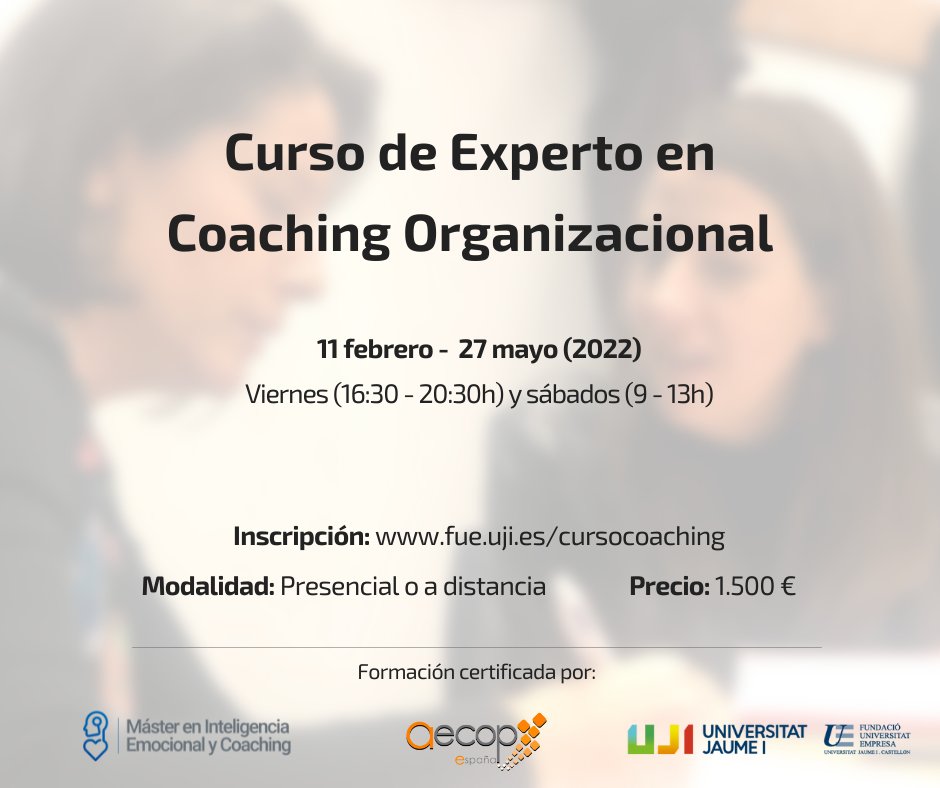 Master_IEcoach's tweet photo. 👉Lidera equipos y desarrolla tus habilidades sociales con nuestro curso de experto en #coaching
🎓 Profesores de prestigio
📖 Metodología teórica y práctica
🏛 Título propio de la
@UJIuniversitat
🔎 Coach-tutor para cada alumno/a
Más info en: https://t.co/KGWwnLiGgS https://t.co/taDp72zdNZ