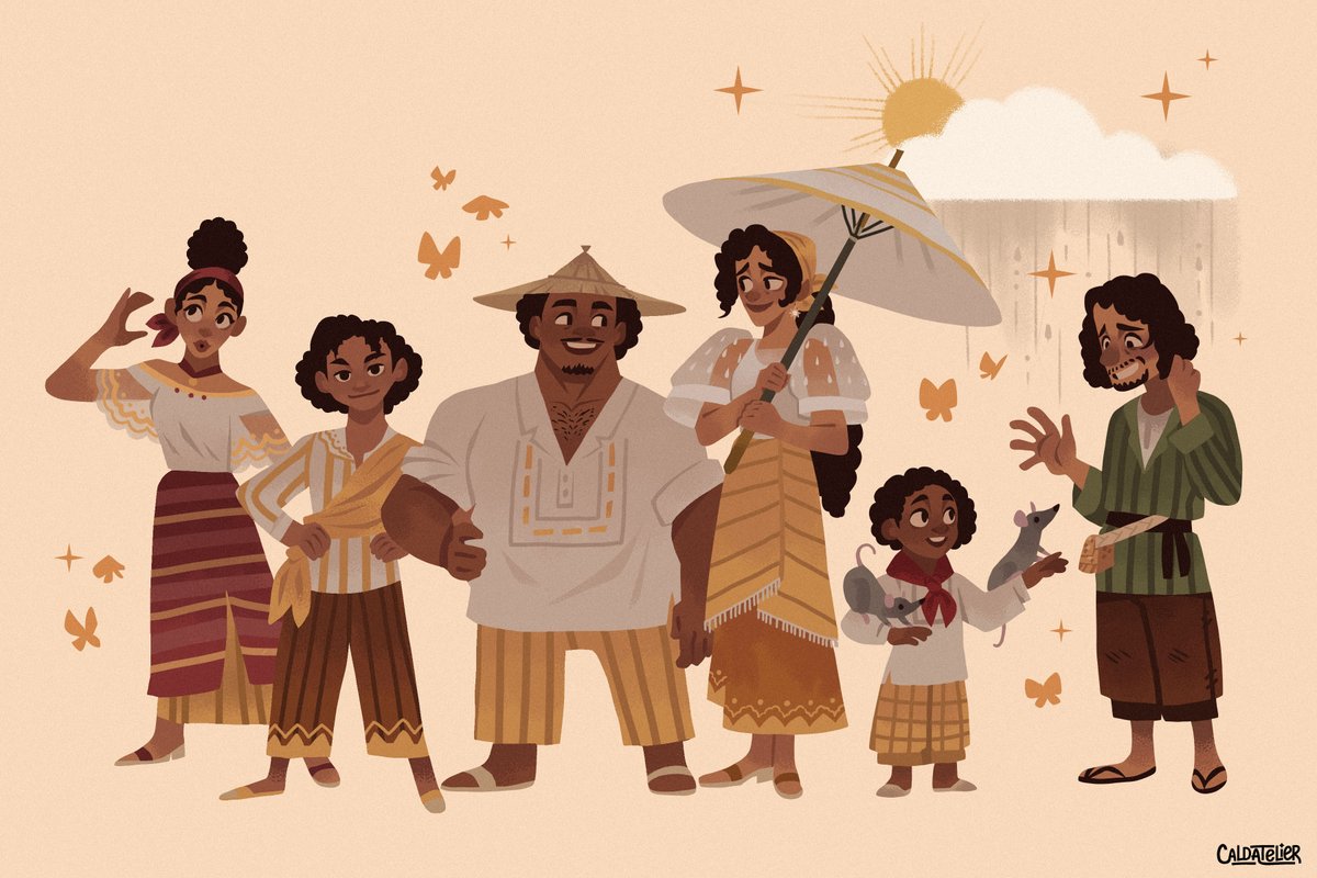 caldatelier's tweet photo. Pepa Madrigal's family and Bruno Madrigal in Filipino traditional clothes! #Encanto #encantofanart https://t.co/0pDWzccwDm