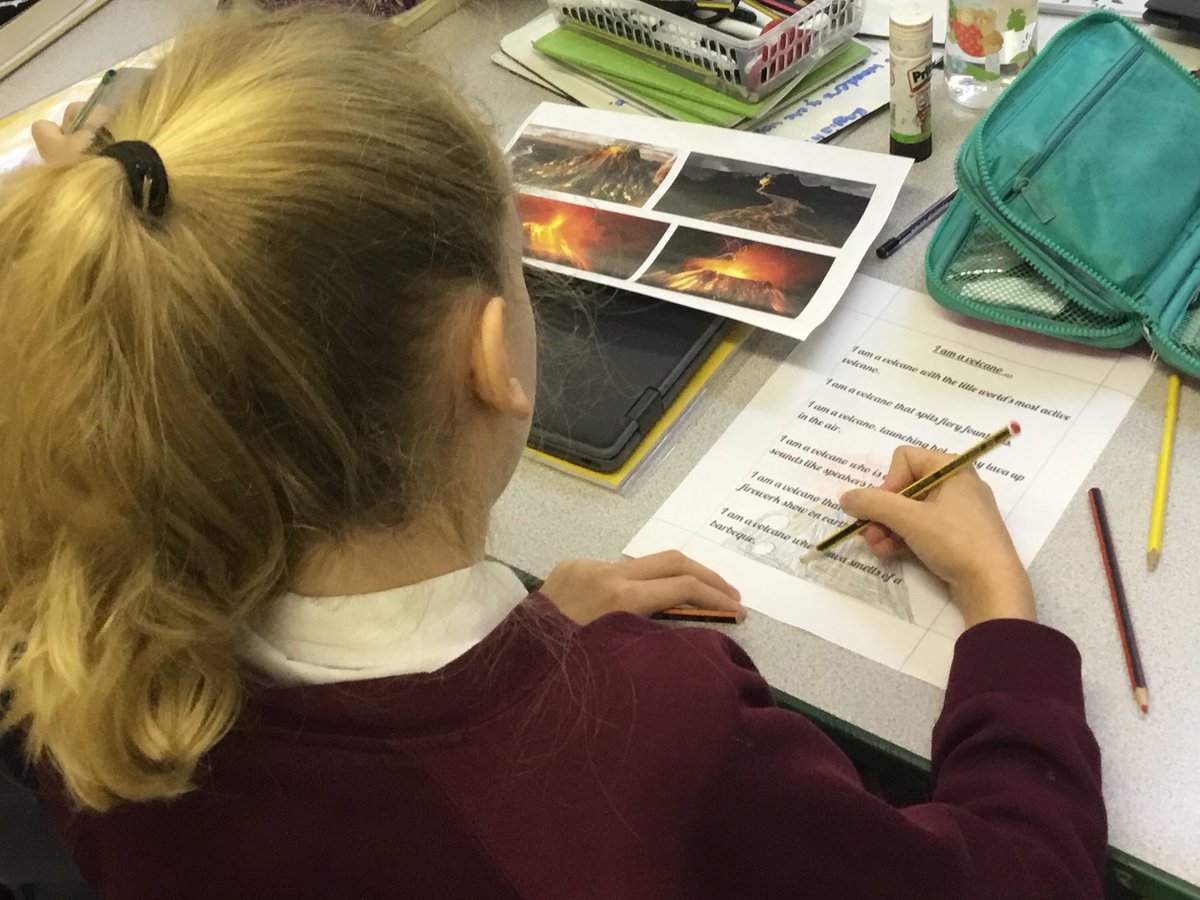 APA_Horowitz's tweet photo. It's Extreme Earth launch day! Year 6 have been writing some brilliant descriptive poetry on volcanoes this morning. #OneAET #AETAcademies https://t.co/PUf3CMcq5F