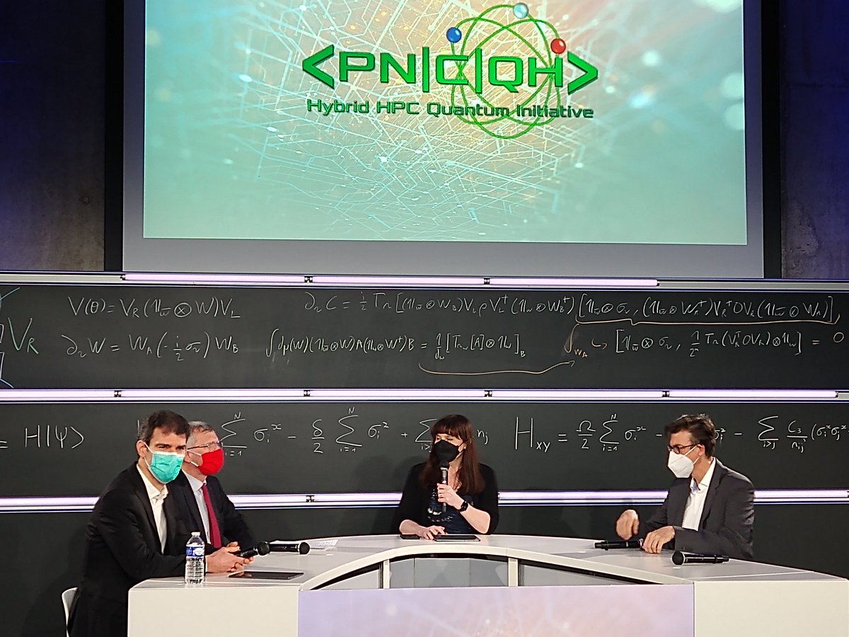 Great round table during the Hybrid HPC quantum Initiative: how to prepare Hybrid #HPC #Quantum computing. @Philippe_Duluc stressed <a href="/Atos/">Atos</a> cooperation with #EU quantum HW providers <a href="/meetIQM/">IQM Quantum Computers</a>  @pasqalio  <a href="/AQT_GmbH/">AQT</a>. Standards need to emerge! #QuantumComputing <a href="/olivez/">Olivier Ezratty</a> <a href="/fannysparty/">Fanny Bouton 🤖</a>