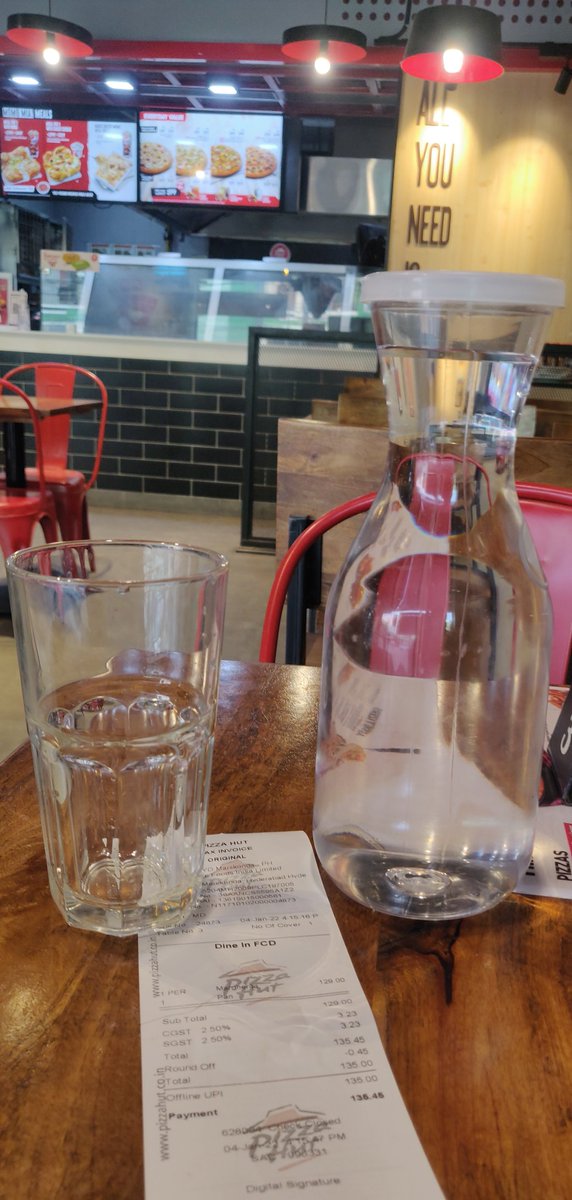 Dear <a href="/pizzahut/">Pizza Hut</a> <a href="/PizzaHutIN/">Pizza Hut India</a> I visited Manikonda branch and I do not usually encourage bottled water &amp; always face unethical folks who say we don't have water, you need to buy it. But when I asked fr water, to my surprise, I ws given this. I am super Happy wt u folks. Keep it up!