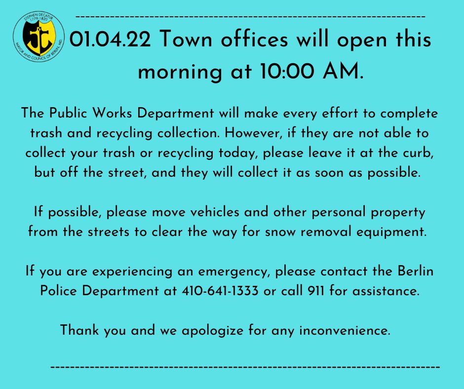 Town of Berlin (@berlinmd) on Twitter photo 