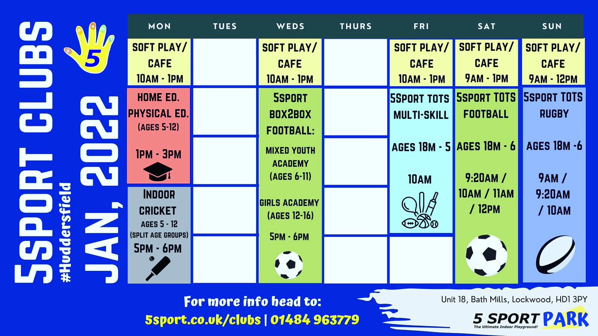 5Sportcoaching's tweet image. 𝗙𝗥𝗘𝗘 𝗧𝗔𝗦𝗧𝗘𝗥 𝗦𝗘𝗦𝗦𝗜𝗢𝗡𝗦, 𝗔𝗟𝗟 𝗝𝗔𝗡𝗨𝗔𝗥𝗬! 🤩 We kick-start our clubs return with tomorrow evening’s @box2box_fa programme! ⚽️

Looking forward to seeing all of our current members back on the pitch 💪🏼 

Want to join us for a taster?👇🏼
5sport.co.uk/book