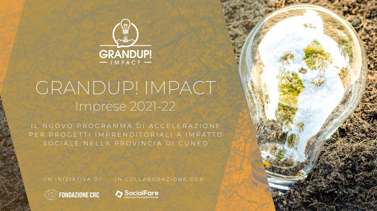 SocialFareCSI's tweet photo. Hai una soluzione imprenditoriale innovativa per generare #impattosociale sul territorio della provincia di Cuneo? Candidati a #GrandUP! IMPACT Imprese 👉 https://t.co/Fu9V6alK74
Partecipa agli eventi di presentazione:
» 17/01 a Cuneo
» 18/01 ad Alba
Registrazioni al link 👇 https://t.co/HsQaDBRypL