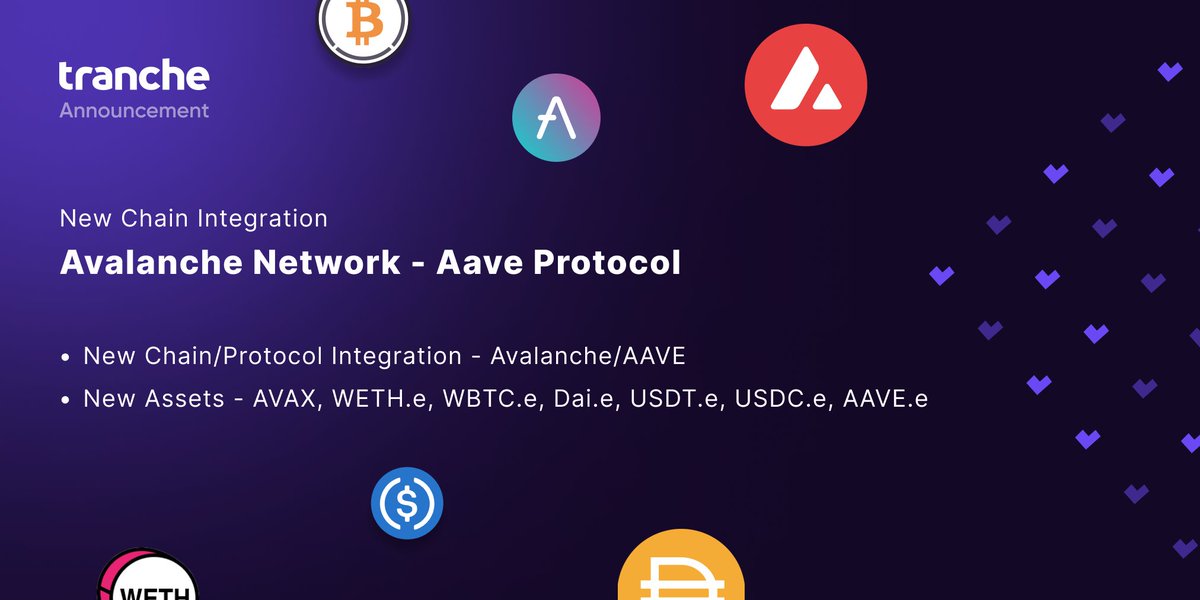 Tranche Finance (@tranchefinance) on Twitter photo Tranche is on yet another chain! Proud to finally be on the @avalancheavax network with <a href="/aaveaave/">Aave Protocol</a>! Stay tuned for more AVAX integrations and updates in the coming weeks ๐๐บ Tranche is on yet another chain! Proud to finally be on the @avalancheavax network with <a href="/aaveaave/">Aave Protocol</a>! Stay tuned for more AVAX integrations and updates in the coming weeks ๐๐บ