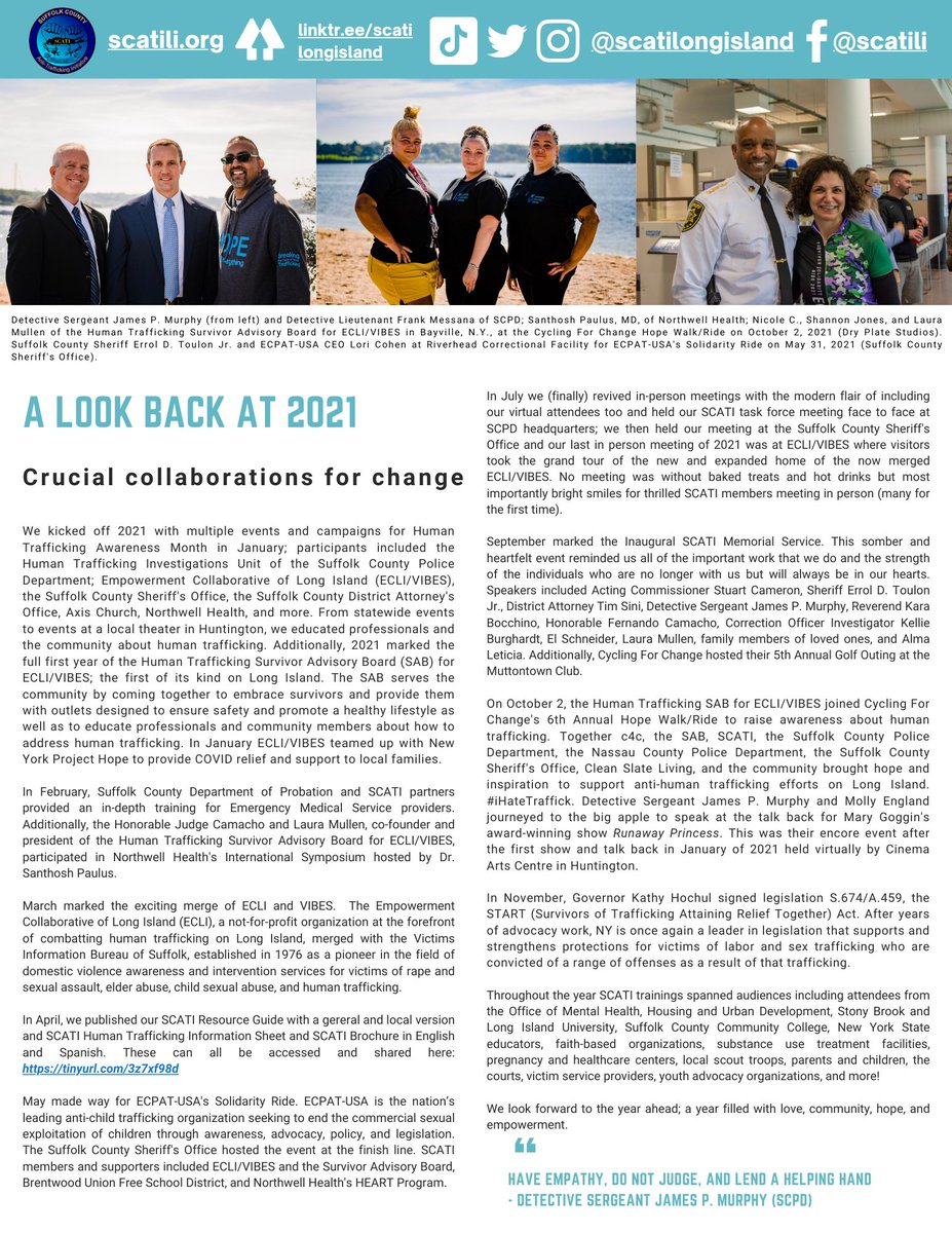 Check out our SCATI Newsletter January 2022! Click here for #HumanTraffickingAwarenessMonth events: linktr.ee/scatilongisland