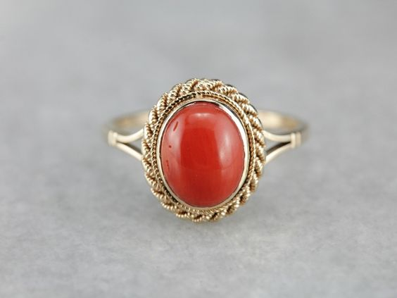 Red Coral Ring-R-Size-5 (COR-2-5) | Rananjay Exports