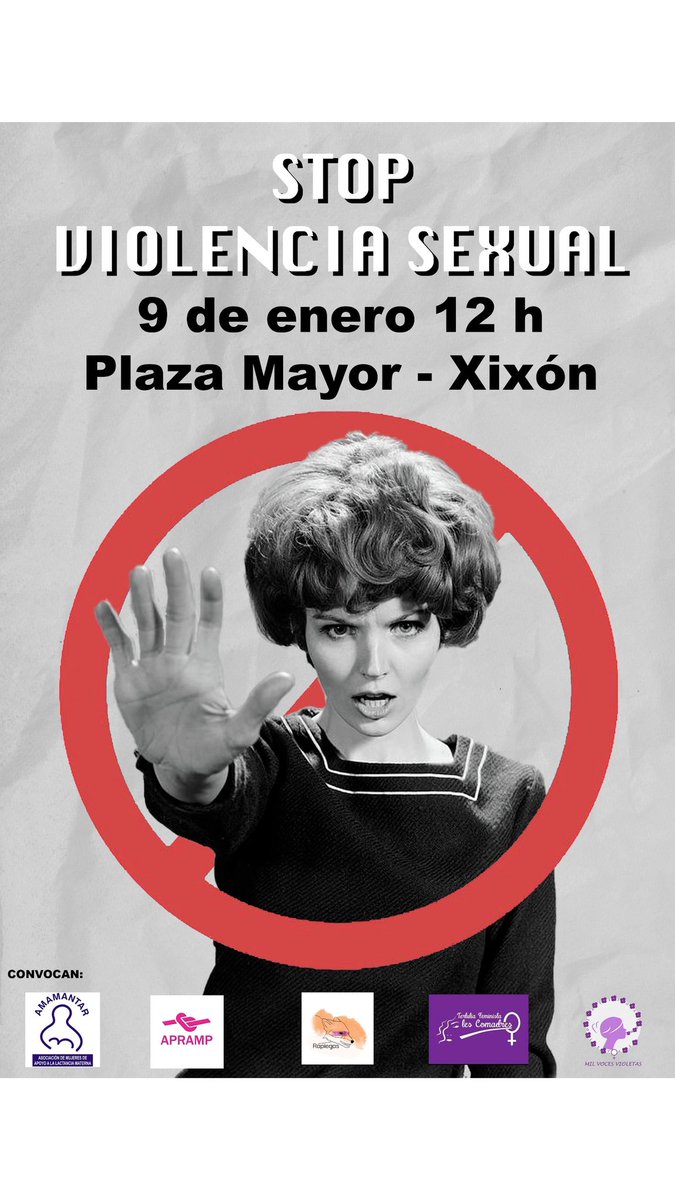 Rapiegas's tweet photo. Os convocamos este domingo 9 en #Gijón para gritar BASTA YA a la violencia sexual en nuestras ciudades. Queremos salir tranquilas.
Únete a nosotras a las 12pm en la Plaza Mayor https://t.co/kVjpJqFDnF