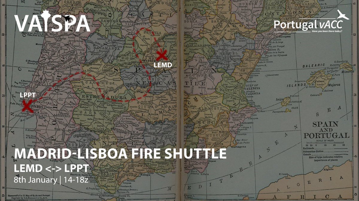 What better way to start the year than with an event, right? On January the 8th (Saturday) we will hold a Madrid - Lisboa Fire Shuttle! 

Join us and fly between 1400 and 1800z!

<a href="/vatsim/">VATSIM</a> <a href="/VATEUD/">VATSIM Europe Division</a>