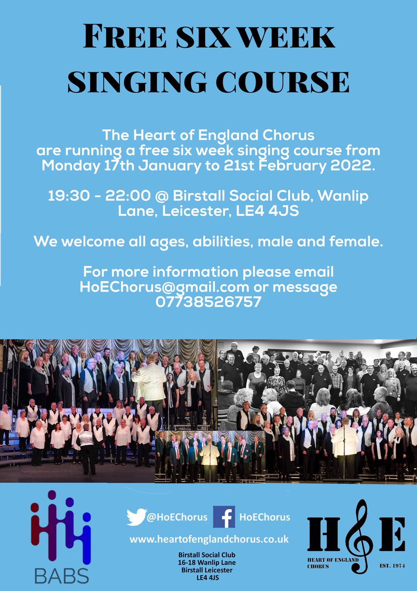 Looking for a challenge in the new year? Why not try our free six week singing course #singing #free #leicester #choir #barbershop #Hobby #leicestershire #sing #birstall