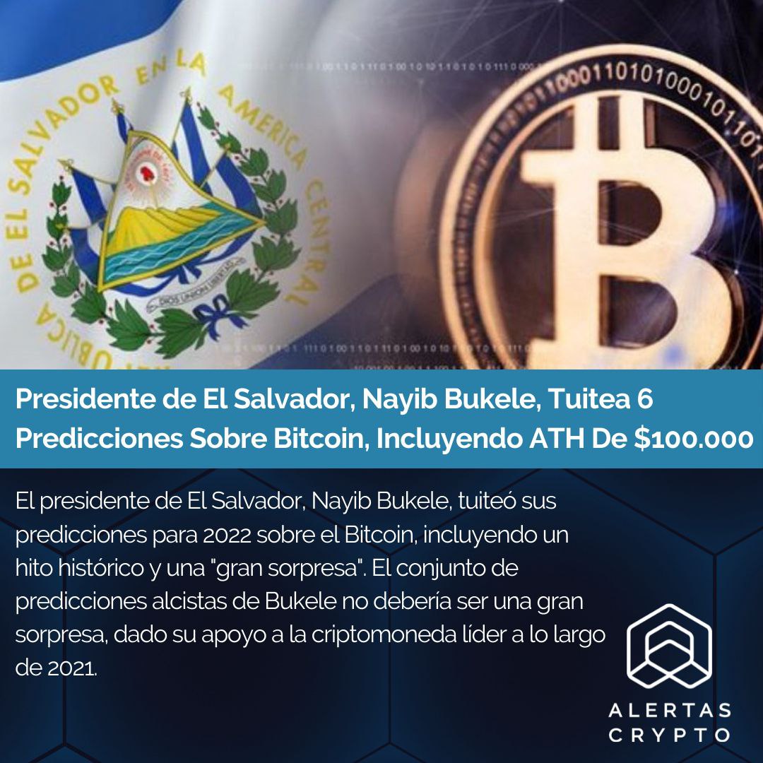 AlertasCrypto's tweet photo. Presidente de El Salvador, Nayib Bukele, Tuitea 6 Predicciones Sobre Bitcoin, Incluyendo ATH De $100.000

https://t.co/rb0fSlVdxE

#noticias #criptomonedas #criptonoticias #bitcoins #altcoins #alertascrypto https://t.co/YrQm0mAmyF