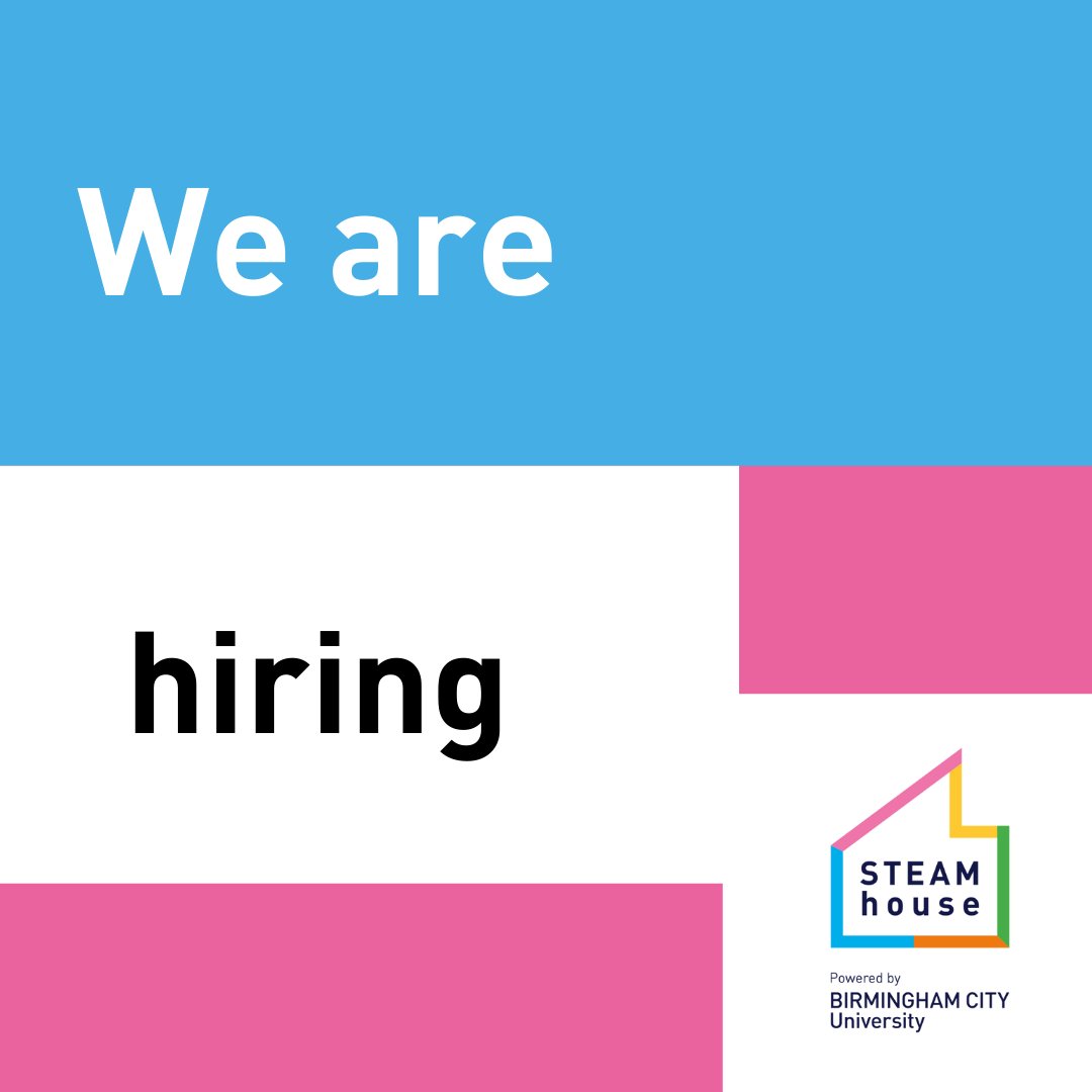 STEAMhouse JOB ALERT 🚨 We are hiring!
Join our team and support all kinds of enterprises in and around #Brum to make sense of problems and create new products and services in response. 
Find out more and apply:
jobs.bcu.ac.uk/Vacancy.aspx?r… 

#jobs #jobad #STEAMhouseUK